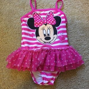 3/$12 Disney Minnie Mouse Pink Skirt Swimsuit